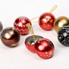 1 个锡罐，圆形锡盒，糖果锡容器，圣诞装饰圆形锡盒 - 彩色 - 查看 7