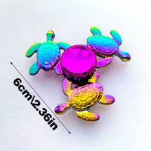 彩色金属海龟指尖旋转器 - 成人减压玩具，安静专注小工具 - 适合 14 岁以上人士