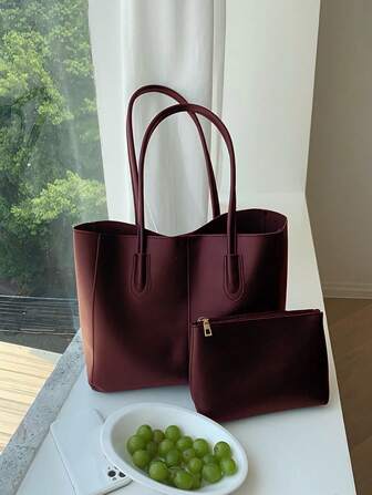 2-In-1 Tote Bag, Casual Everyday Shoulder Bag With Storage Space, Suitable For School, Eye-Catching Work Bags For Women, New Fashionable Big Bags For Women