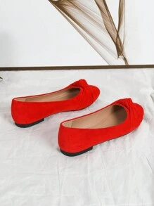 Casual Twist Velvet Shallow Flat Round Toe Ballet Flats