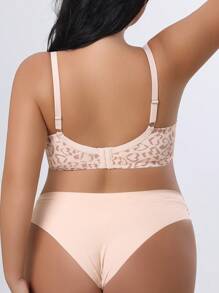 Women's Flesh-Tone Heart Print Underwire Lingerie Bra With Reinforced Shoulder Straps And 3-Hook Closure - Baby Pink - View 6