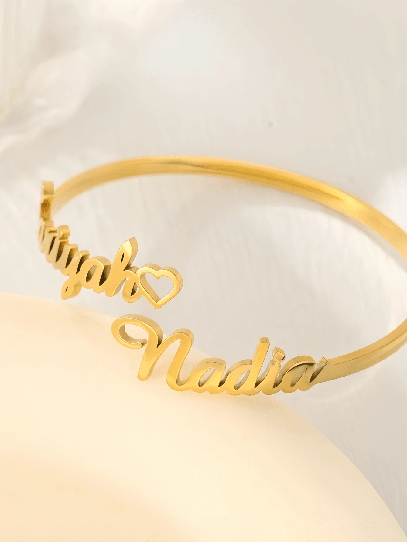1pc Gold Rose Gold Custom Double Name Couple Bracelet, Personalized