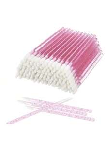 50pcs/Set Crystal Lip Brushes, Disposable Lip Makeup Brushes Applicator Tool Kit - Hot Pink - View 2
