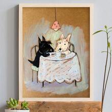 1 幅狗油画海报，动物壁画，帆布印刷，简约现代风格墙壁装饰，适用于客厅、卧室、浴室，无框 - 彩色 - 查看 2