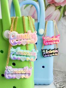 Collar con nombre personalizado de acrílico, joyería con placa con nombre personalizado, collar con nombre para niños, collar personalizado, placa con nombre de acrílico colorido, regalo para mamá