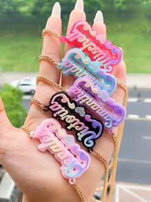 Collar con nombre personalizado de acrílico, joyería con placa con nombre personalizado, collar con nombre para niños, collar personalizado, placa con nombre de acrílico colorido, regalo para mamá