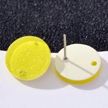 20pcs 14mm Candy-Colored Silver Powder Acrylic Steel Ear Studs Women's Fashion Jewelry DIY Earring Components
