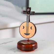 1 hộp nhạc đàn hạc guitar violin mandolin kèn saxophone pipa phong cách cổ điển, cơ chế lên dây cót không cần pin, nhạc cụ bằng gỗ cổ điển Âu Mỹ trang trí để bàn làm quà tặng, hộp chuông hình trụ tròn xoay tự động cho khách sạn tại nhà - màu nâu - Xem 10