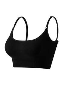 Sujetador deportivo sin costuras, a prueba de choques, con efecto levantador, para correr, yoga, ligero, inalámbrico, recogedor, bralette para mujeres, lencería - Negro - Ver 6