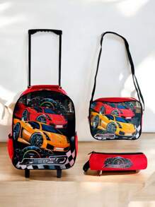 3-Piece Red Car Back To School Backpack Kit For Kids - Đỏ - Xem 1