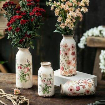 1pc Vintage Country Style Ceramic Cracked Ice Vase, Furniture Arrangement, Flower Arrangement Creative Decorative Objects Vase, Ideal For Living Room Home Ambiance, This Vintage Style Vase Is Suitable For Flower Arrangement As Well As Stand-Alone Decorative Object, Will Add A Touch Of Timeless Beauty To Your Home. Gifts Birthday Graduation