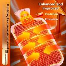 Bình nước sưởi ấm bằng vải nhung mềm, máy sưởi ấm tay - Làm bằng chất liệu PVC, không cần pin, phù hợp cho phụ nữ và học sinh (Màu vải bọc ngẫu nhiên) - nhiều màu - Xem 7