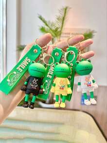 1 件卡通时尚滴胶青蛙长腿钥匙扣，可爱创意情侣钥匙圈，适合圣诞节、新年、春节和节假日的小礼物 - 多色 - 查看 1