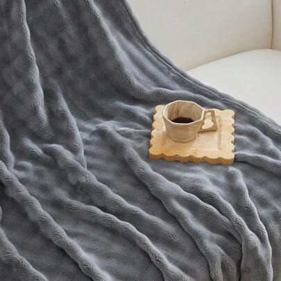 1 件法兰绒毯子，纯深灰色，柔软舒适，适合床、沙发、房间装饰，冬季