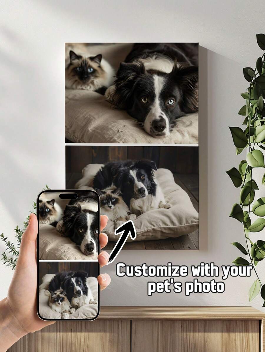 1 tấm vải canvas căng ảnh thú cưng tùy chỉnh, trang trí ảnh ghép 2, sản phẩm tùy chỉnh, trang trí nhà cao cấp, quà tặng kỷ niệm sinh nhật thú cưng, cho phòng ngủ & phòng khách, quà tặng Valentine lãng mạn hoàn hảo, kỷ niệm ngày cưới, lý tưởng cho bạn trai, bạn gái, cha mẹ & bạn bè, quà tặng Giáng sinh tuyệt vời, Lễ tạ ơn & Ngày của mẹ - nhiều màu - Xem 1