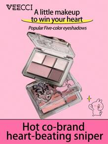 VEECCI Heart Signal Five-Color Eyeshadow Versatile Eye Makeup High-Grade Eyeshadow - F02 Pink Rabbit - 查看 3