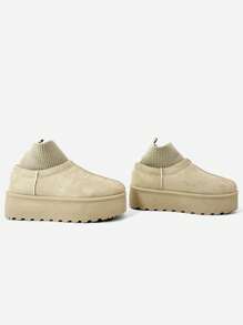 Women's Suede Platform Ankle Boots With Sock Design