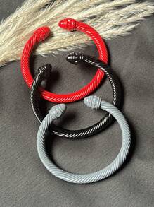1pc European & American Fashionable Lacquered Twisted Rope Open Bangle Bracelet, Versatile Accessory For All Seasons & Holidays