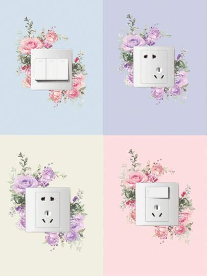 2 sztuki minimalistycznej naklejki na przełącznik światła z motywem kwiatowym, naklejka na przełącznik światła z motywem liścia piwonii i róży, samoprzylepna naklejka na przełącznik do wystroju domu, naklejki, naklejka ścienna, naklejka winylowa, wiosenne dekoracje odświeżające dom, naklejki na festiwale, prezenty urodzinowe, ukończenie szkoły