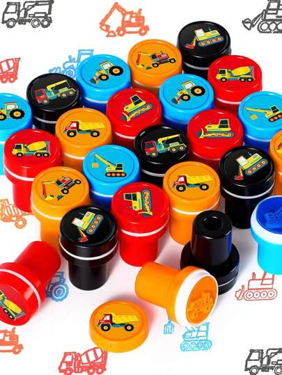 10/20Pcs Random Style Construction Trucks Stampers Construction Party Favors Truck Party Favors Self Inking Stamps Classroom Rewards Party Treat Goody Bag Stuffers For Kids Birthday Party Supplies, Kids Party Bag Fillers, Construction Party, Stamps For Kids