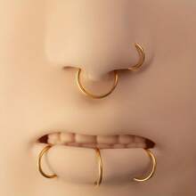 2Pcs 20G Unisex Thin Fake Septum Nose Ring Hoop,18G 16G Fashion G23 Titanium Hypoallergenic Labret Fake Lip Ring ﻿18K Gold Plated Cartilage Earrings Hoop Tragus Daith Helix Rook Conch Earring Women And Men Body Pierecing Jewelry