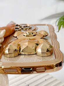 Wavy Electroplated Anti-Fall Phone Case + Full Set Of Phone Cases + Glitter Cardboard, Compatible With IPhone 11/12/13/14/15 Pro Max, Compatible With Galaxy S22/23/24+, Compatible With Oppo, Compatible With Vivo, Compatible With Redmi 13c+, Compatible With MOTO G, Compatible With Redmi NOTE 13c/12/11 PRO Waterproof Shockproof Scratch Resistant - Gold - View 7