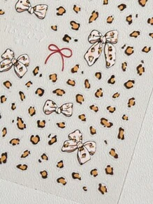 1 miếng dán móng tay 5D, hình nơ trắng, bướm, tự dính. - Nhiều màu - Xem 6