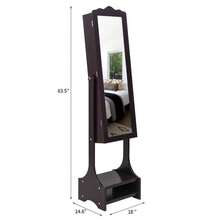 Mirrored Jewelry Cabinet Free Standing Armoire Storage Box Ring Organizer Brown - 1 - 查看 3