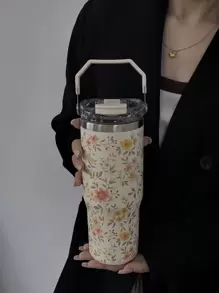 1 件 900 毫升/33.44 盎司花卉系列保温杯，防漏旅行杯，带手柄和吸管，双饮水盖，适合旅行、户外、健身房、返校节礼物 - 彩色 - 查看 12