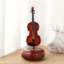 1 hộp nhạc đàn hạc guitar violin mandolin kèn saxophone pipa phong cách cổ điển, cơ chế lên dây cót không cần pin, nhạc cụ bằng gỗ cổ điển Âu Mỹ trang trí để bàn làm quà tặng, hộp chuông hình trụ tròn xoay tự động cho khách sạn tại nhà - màu nâu - Xem 19