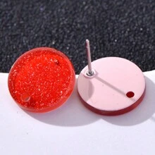 20pcs 14mm Candy-Colored Silver Powder Acrylic Steel Ear Studs Women's Fashion Jewelry DIY Earring Components