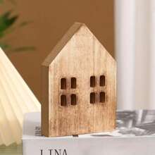 1 件复古木制房屋装饰、家居桌面装饰、木制房屋装饰品、圣诞房屋、圣诞装饰最佳礼物 - 多色 - 查看 9