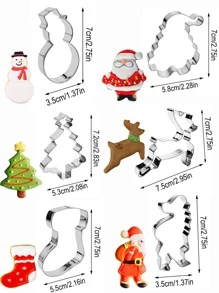 6pcs/Set Christmas Shape Cookie Cutters DIY Design Christmas Pajamas Gifts Christmas Decor - Silver - View 3