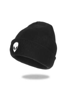 1 件冬季保暖男士刺绣外星人针织帽，寒冷天气滑雪帽冬季帽子无檐帽秋季服装 - 外星人 - 查看 14