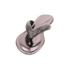 Women's Flat Rhinestone Comfortable Sandal Flip Flops Shiny Fashion Summer Delicate - màu đen - Xem 2