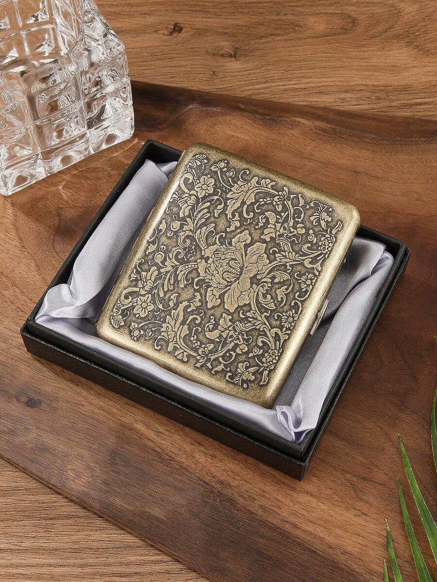 1pc Metal Alloy Retro Gift Box, Portable Thick Box With Gift Box, Can Hold Bank Cards And Cash, Perfect Gift Choice, Smoking Accessories, Cigarette Storage, Cigarette Holder Case