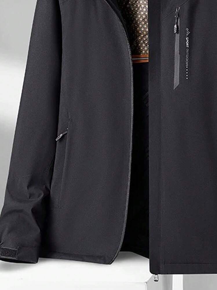 Chaqueta impermeable y a prueba de viento para mujer, adecuada para senderismo, camping, viajes, trabajo al aire libre, forro polar, esquí - Negro - Ver 4