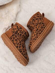 1pair Girls' Solid Color Fabric Snow Boots, Round Toe Thermal Lined, Anti-Slip Thick Sole, Suitable For 3-12 Years Old Girls, Autumn/Winter