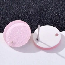 20pcs 14mm Candy-Colored Silver Powder Acrylic Steel Ear Studs Women's Fashion Jewelry DIY Earring Components