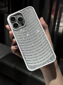 1pc Blingbling 3D Pearl Sparkle Diamond Gorgeous Phone Case Holiday Party Fashion Striped All Inclusive Anti Fall Phone Back Cover Compatible With Apple Series IPhone 11 12 13 14 15 Plus 16 Pro Max