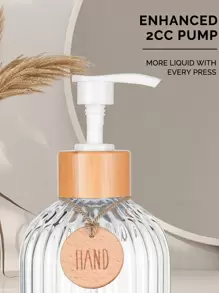 GAONLY 2 件 16 盎司皂液器，带竹泵，可再填充式洗手液器，带垂直条纹，优质浴室皂液器，适用于厨房和浴室。万圣节圣诞节礼物家居浴室装饰秋季装饰返校 - 無色 - 查看 6