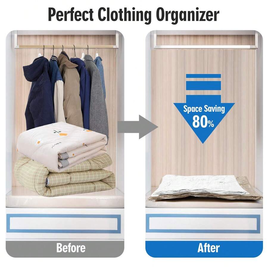 10 Pack Combo Vacuum Compression Zipper Storage Bags With Hand Pump