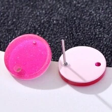 20pcs 14mm Candy-Colored Silver Powder Acrylic Steel Ear Studs Women's Fashion Jewelry DIY Earring Components