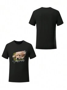 Personalized Photo Loose-Fitting T-Shirts, Customized Family Party/Group Outfits, Customized Text And Photos/Couples/Family/Pets/Friends, Music Festival Photos, Fall Clothes, Fall Tops, Women's Tops, Fall Women's, Black Tops, Holiday Gifts, Valentine's Day Gifts, Anniversary Gifts, Wedding Gifts, Best Friend Gifts, Music Festival Women's Clothing. - Black - View 3