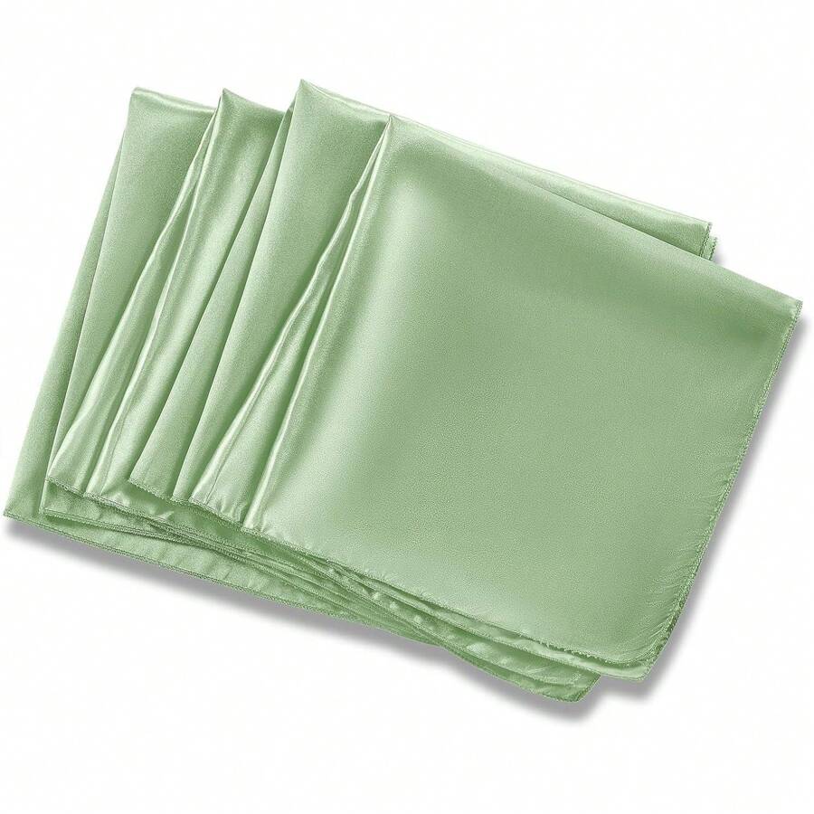 12 件装缎面涤纶餐巾布，方形下摆，11.8 英寸 X 11.8 英寸和 17 英寸 X 17 英寸，适用于婚礼派对、酒店餐桌、餐厅、咖啡厅、乡村派对、美食摄影背景 - 鼠尾草綠 - 查看 1