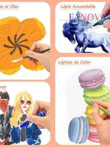 Set de arte profesional plegable con 2 rotuladores, 24 lápices pastel, 24 acuarelas, 24 tubos de pintura acrílica, 28 colores, 4 pinceles, 2 lápices HB, 3 godets, 2 borradores, 1 sacapuntas, de vuelta a la escuela, útiles escolares