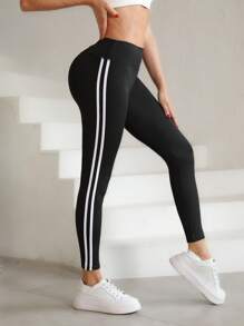 Leggings d'extérieur multifonctionnels, à séchage rapide, à motif rayé, à haute élasticité et rehaussant les fesses, opaques et confortables, pour l'entraînement d'été
