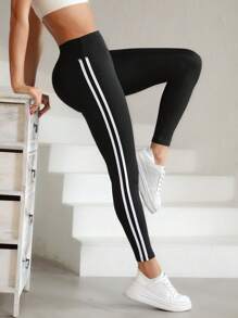 Leggings d'extérieur multifonctionnels, à séchage rapide, à motif rayé, à haute élasticité et rehaussant les fesses, opaques et confortables, pour l'entraînement d'été