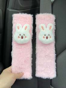 1件/2件汽车安全带肩套毛绒可爱兔熊安全带保护套内饰装饰适合春秋冬季使用 - 均碼 - 查看 13