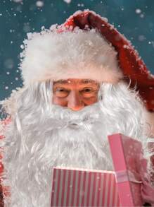 2 件圣诞老人假发和胡须套装，圣诞化妆舞会角色扮演服装配饰，节日气氛道具，白色圣诞帽和胡须，适合圣诞装饰、舞台表演 - 白色 - 查看 7